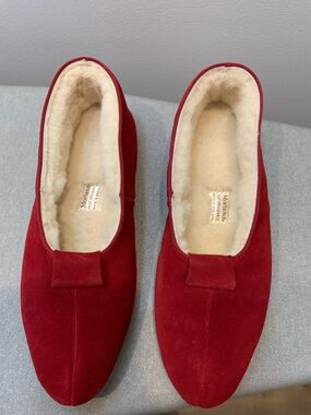 Warm Red Suede Slippers - Women